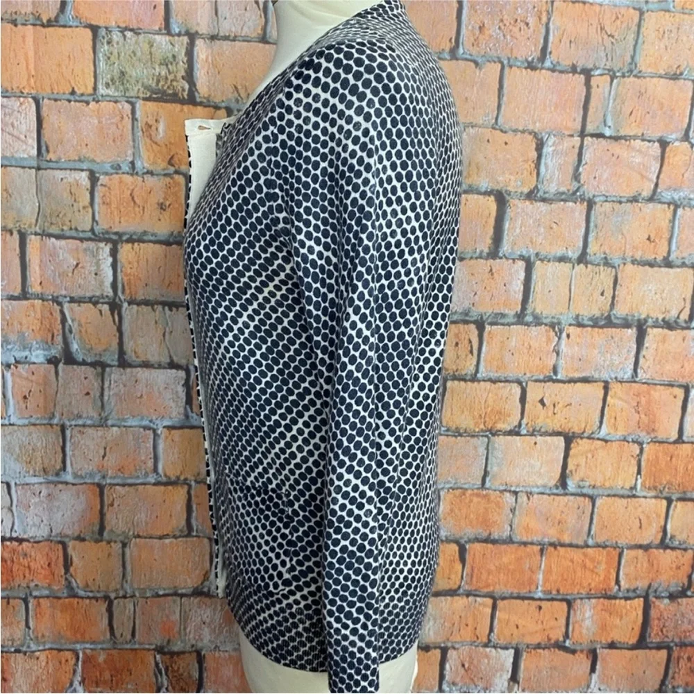 J. Crew Gray and White Polka Dot Merino Wool Cardigan‎ Sweater